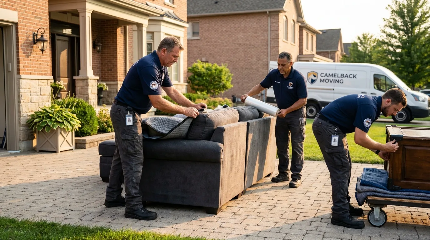 Large estate moving crew wrapping furniture in San Jose, CA